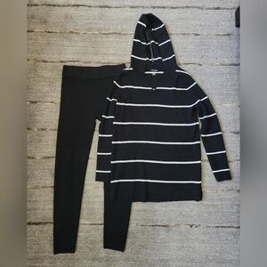 Cable & Gauge Black And White Stripe Sweater Set Top And Bottom